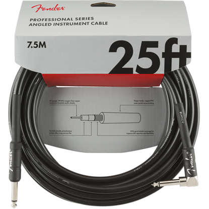Fender Professional Series Instrument Cable 25' Angled Black
