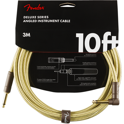 Fender Deluxe Series Instrument Cable 10' Angled Tweed