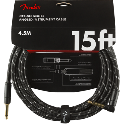 Fender Deluxe Series Instrument Cable 15' Angled Black Tweed