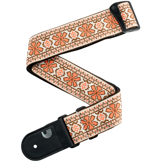 D'Addario Peace & Love Woven Guitar Strap Pink And Brown 