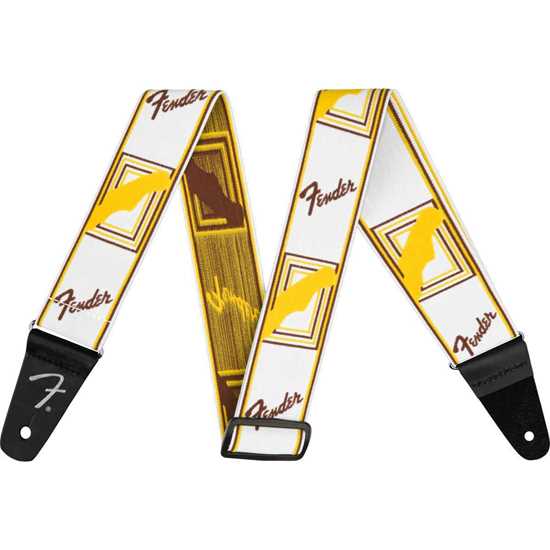 Fender WeighLess™ Monogram Strap White/Brown/Yellow 