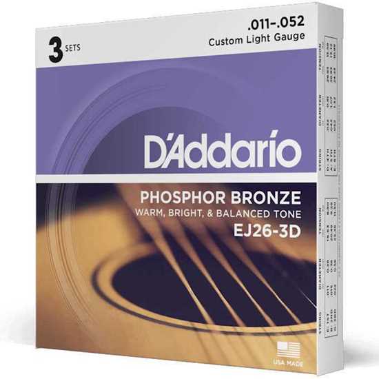 D'Addario EJ26-3D Phosphor Bronze Custom Light