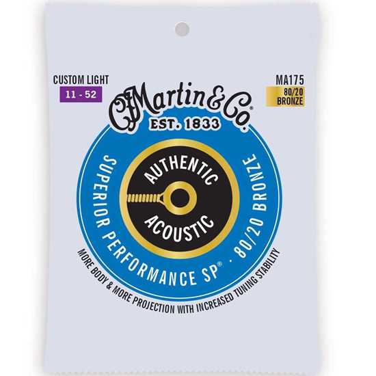 Martin MA175 Custom Light 11-52 Authentic Acoustic SP® Guitar Strings 80/20 Bronze
