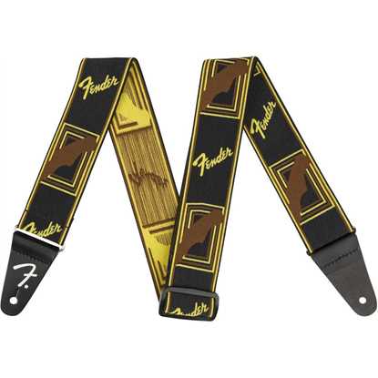 Fender WeighLess™ Monogram Strap Black/Yellow/Brown