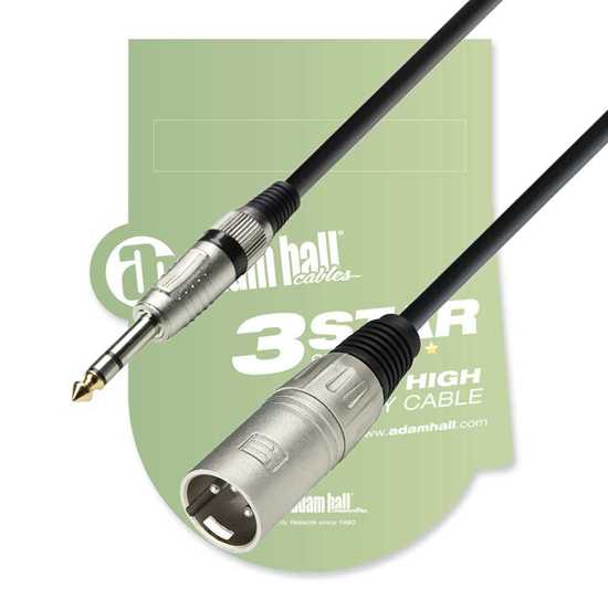 Adam Hall XLRM-TRS Balanced Cable K3BMV0100 1 Meter 