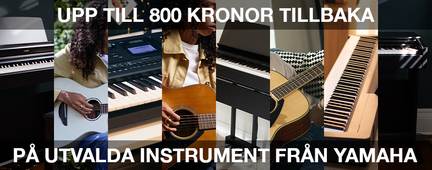 Få upp till 800 kronor tillbaka på utvalda musikinstrument från Yamaha