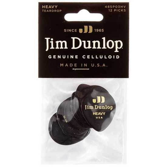 Dunlop Celluloid Black Teardrop Pack Plektrum 12-pack