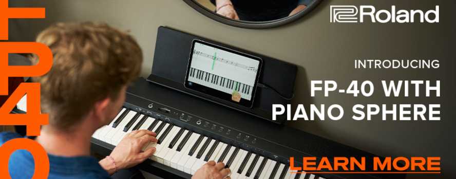 Nya digitalpianot Roland FP-40 med den kostnadsfria appen Piano Sphere